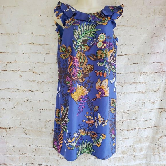 JCrew Ruffle Dress in Tropical Floral Sz 2 F3884 - Picture 5 of 6